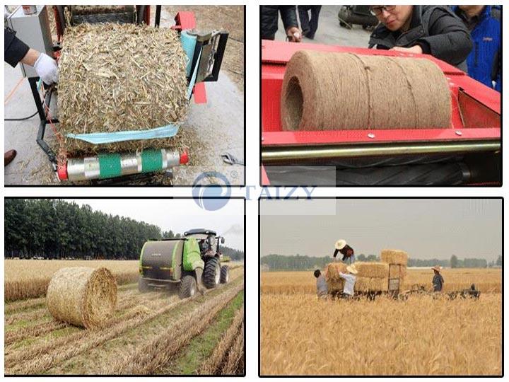 the working site of straw baling machine