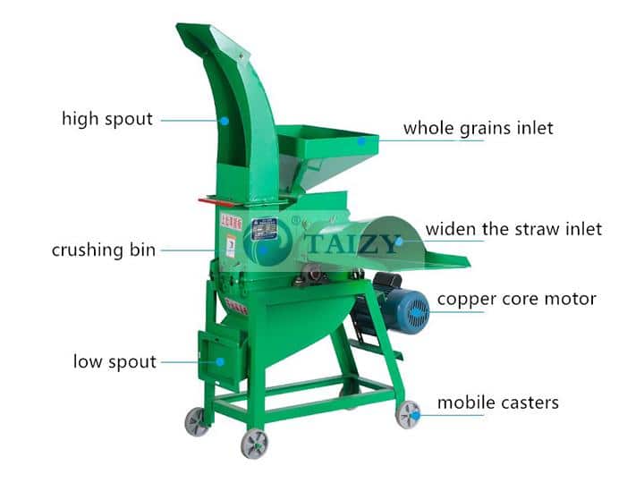 Máquina cortadora de paja y trituradora de granos