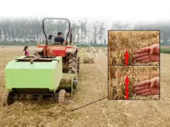 máquina de recogida y ensilado de paja en pacas redondas