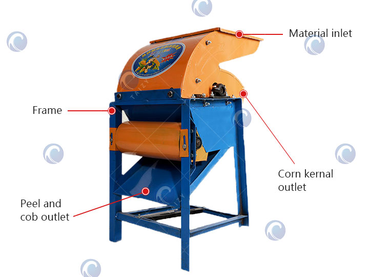 Estrutura da máquina debulhadora de milho em pequena escala