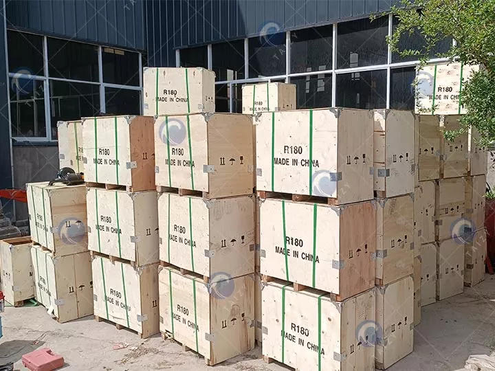 Embalaje de cajas de madera de la máquina trilladora de granos