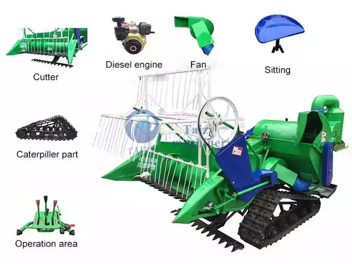 Combined Wheat Rice Harvester Machine With Thresher Function