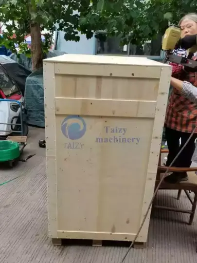 detalles del embalaje de la máquina en caja de madera