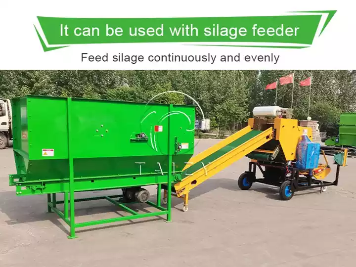 silage baler with a feeder